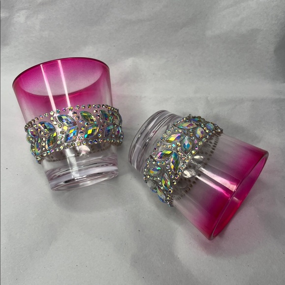 Hand Crafted Pink Rhinestone Embellished Shot Glasses - Picture 5 of 9